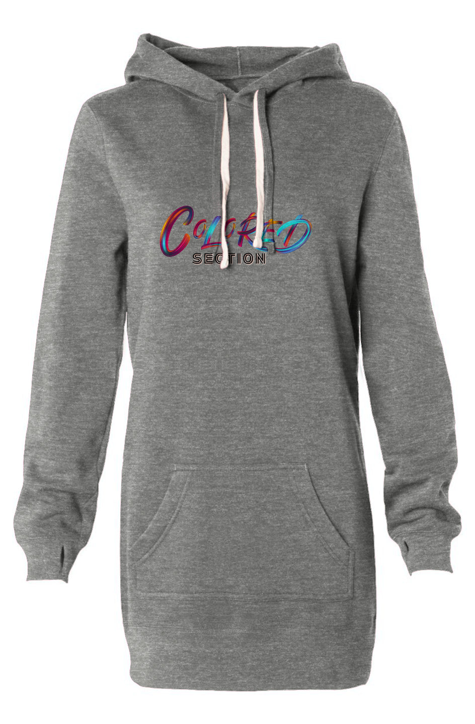 Grey Colored Section Hooded Sweatshirt Dress